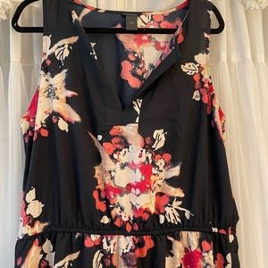 Ann Taylor Maxi Dress. XL. NWOT. Black with pink floral. Sleeveless.